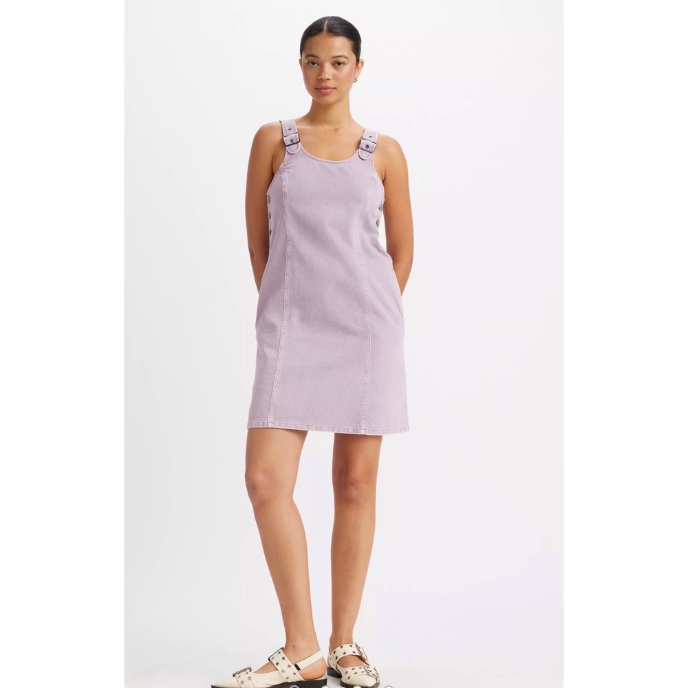 Levi's Aly Denim Jumper Dress Lavender Coastal Pinafore Utility M